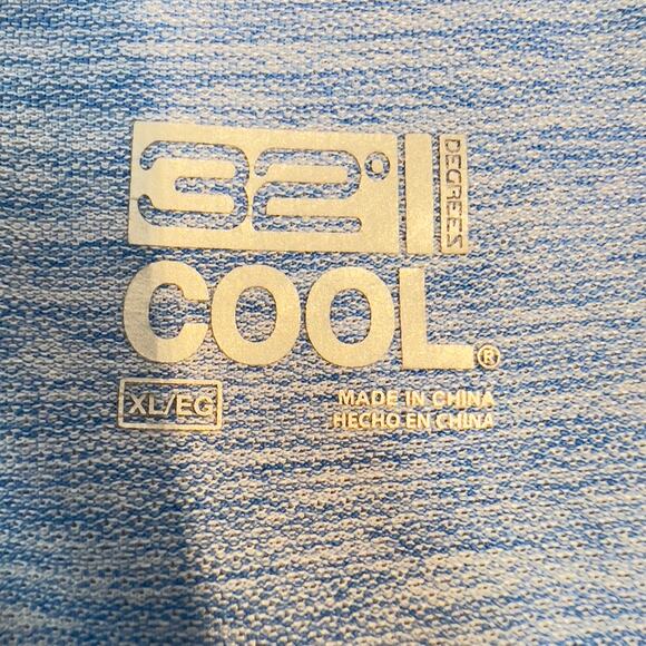 32 Degrees Cool Henley T-Shirt Woman's XL Heathered Blue Short Sleeve Wicking - Picture 2 of 9